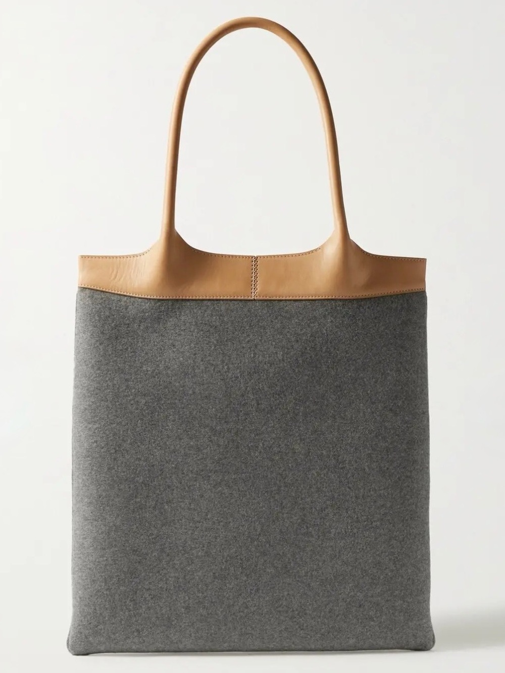 GABRIELA HEARST Tote Gray Cashmere & Tan  Leather Bag Shopper Handbag $3500